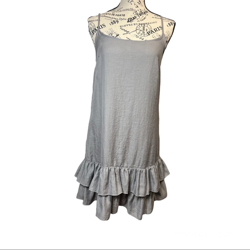 Grey Slip Ruffle Dress